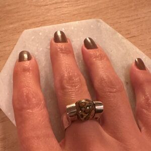 9.25 Silver cheetah like agate stone Ring